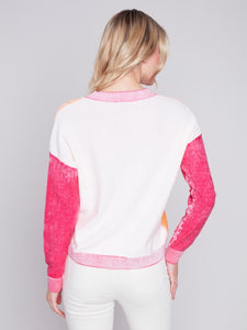 Tangerine Color Block Cotton Sweater