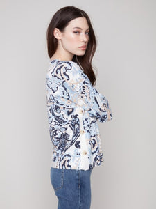 Rococo Printed Sweater With Side Buttons