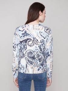 Rococo Printed Sweater With Side Buttons