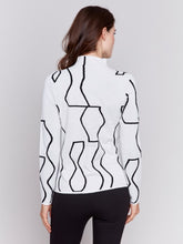 Load image into Gallery viewer, Black/Cream Reversible Jacquard Mock Neck Sweater
