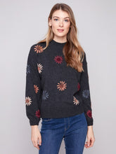 Load image into Gallery viewer, Mock Neck Sweater With Floral Embroidery
