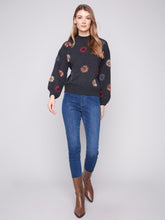 Load image into Gallery viewer, Mock Neck Sweater With Floral Embroidery
