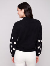 Load image into Gallery viewer, Mock Neck Sweater With Embroidered Hearts
