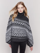 Load image into Gallery viewer, Geometric Jacquard Poncho with Buttoned Sleeves
