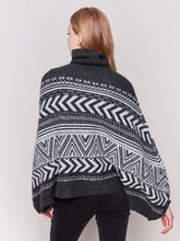 Load image into Gallery viewer, Geometric Jacquard Poncho with Buttoned Sleeves
