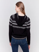 Load image into Gallery viewer, Black Plush Knit Ski Hoodie Sweater
