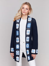 Load image into Gallery viewer, Navy Crochet Border Cardigan
