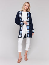 Load image into Gallery viewer, Navy Crochet Border Cardigan
