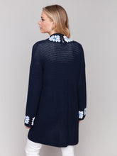 Load image into Gallery viewer, Navy Crochet Border Cardigan
