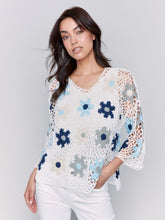 Load image into Gallery viewer, Blue Floral Crochet Top
