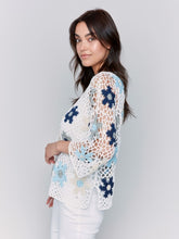 Load image into Gallery viewer, Blue Floral Crochet Top
