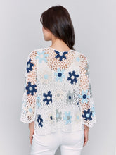 Load image into Gallery viewer, Blue Floral Crochet Top

