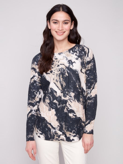 Granite Printed Rounded Hem Sweater