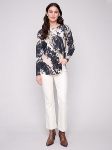 Granite Printed Rounded Hem Sweater