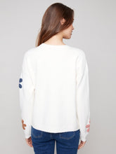 Load image into Gallery viewer, Ecru Plush Sweater with Boucle Flowers
