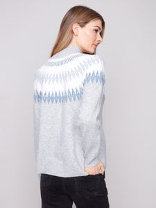 Light Grey  Après-Ski Jacquard Mock Neck Sweater