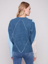 Load image into Gallery viewer, H.Denim V-Neck Argyle Jacquard Sweater
