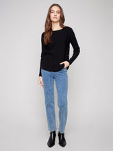 Load image into Gallery viewer, Black Boat Neck Sweater With Side Buttons
