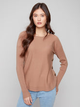 Load image into Gallery viewer, Truffle Boat Neck Sweater With Side Buttons
