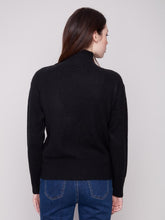 Load image into Gallery viewer, Black Mock Neck Sweater With Fancy Buttons
