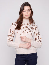 Load image into Gallery viewer, Oat Mock Neck Sweater With Animal Print Sequin Detail
