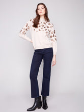 Load image into Gallery viewer, Oat Mock Neck Sweater With Animal Print Sequin Detail

