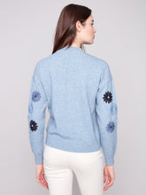 Load image into Gallery viewer, H. Denim Floral Embroidered Crew Neck Sweater
