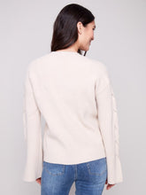 Load image into Gallery viewer, Oat Crew Neck Sweater With Cable Sleeve Detail
