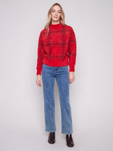 Load image into Gallery viewer, Plaid Eyelash Mock Neck Sweater
