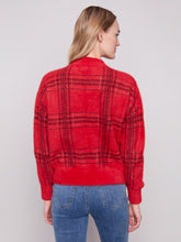 Load image into Gallery viewer, Plaid Eyelash Mock Neck Sweater
