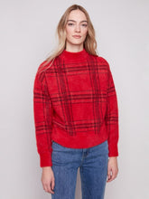 Load image into Gallery viewer, Plaid Eyelash Mock Neck Sweater
