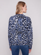 Load image into Gallery viewer, Panther Printed Eyelash Mock Neck Sweater
