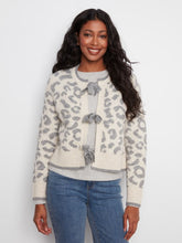 Load image into Gallery viewer, Leopard Bow Tie Jacquard Knit Cardigan
