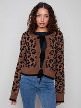 Load image into Gallery viewer, Cheetah Bow Tie Jacquard Knit Cardigan

