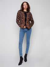 Load image into Gallery viewer, Cheetah Bow Tie Jacquard Knit Cardigan

