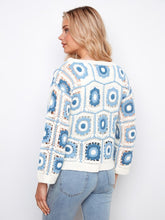 Load image into Gallery viewer, Jean Blue Floral Crochet Sweater
