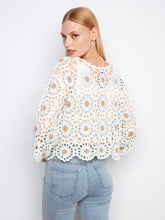 Load image into Gallery viewer, Powder Blue Floral Crochet Sweater
