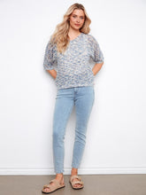 Load image into Gallery viewer, Fishnet Space Dye Short Sleeve Dolman Sweater
