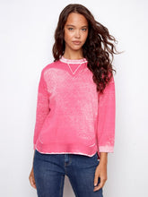 Load image into Gallery viewer, Fuchsia Rounded Hem Cotton Sweater
