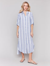 Load image into Gallery viewer, Denim Blue Striped Linen Blend Tunic/Dress

