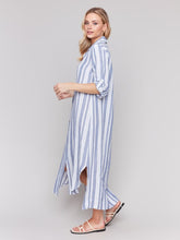 Load image into Gallery viewer, Denim Blue Striped Linen Blend Tunic/Dress
