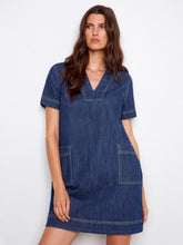 Load image into Gallery viewer, Indgio V-Neck Denim Mini Dress
