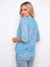 Load image into Gallery viewer, Cascade Printed Cotton Gauze Half-Button Blouse
