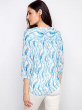 Load image into Gallery viewer, Tide vine Printed Cotton Gauze Half-Button Blouse
