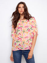 Load image into Gallery viewer, Sunburst Printed Dolman Cotton Blend Blouse
