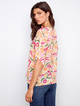 Load image into Gallery viewer, Sunburst Printed Dolman Cotton Blend Blouse
