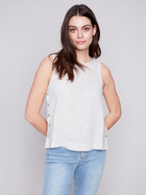 Load image into Gallery viewer, Natural Sleeveless Linen Top with Side Buttons
