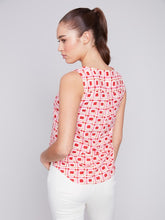Load image into Gallery viewer, Cherry Printed Sleeveless Top with Side Buttons

