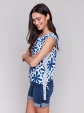 Load image into Gallery viewer, Mosaic Printed Sleeveless Blouse with Side Ties
