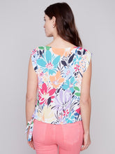 Load image into Gallery viewer, Blossom Printed Sleeveless Blouse with Side Ties
